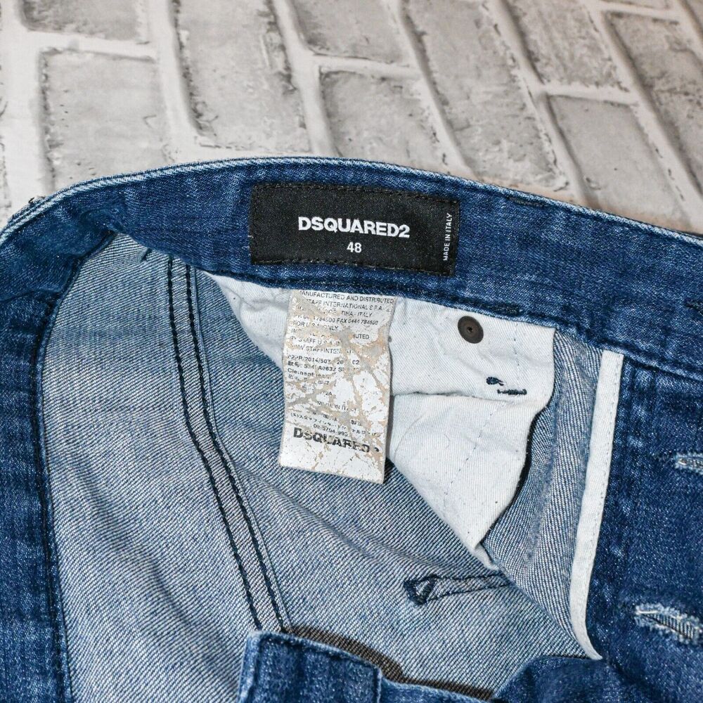 Men's Blue Distressed Straight-Leg Jeans - Picture 4 of 10